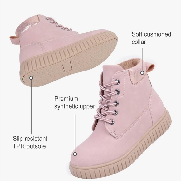 Tobfis Kids Zipper Ankle Boots Kids Sneaker Boot-Like High Top Design Pink 1 NWT - Picture 3 of 11